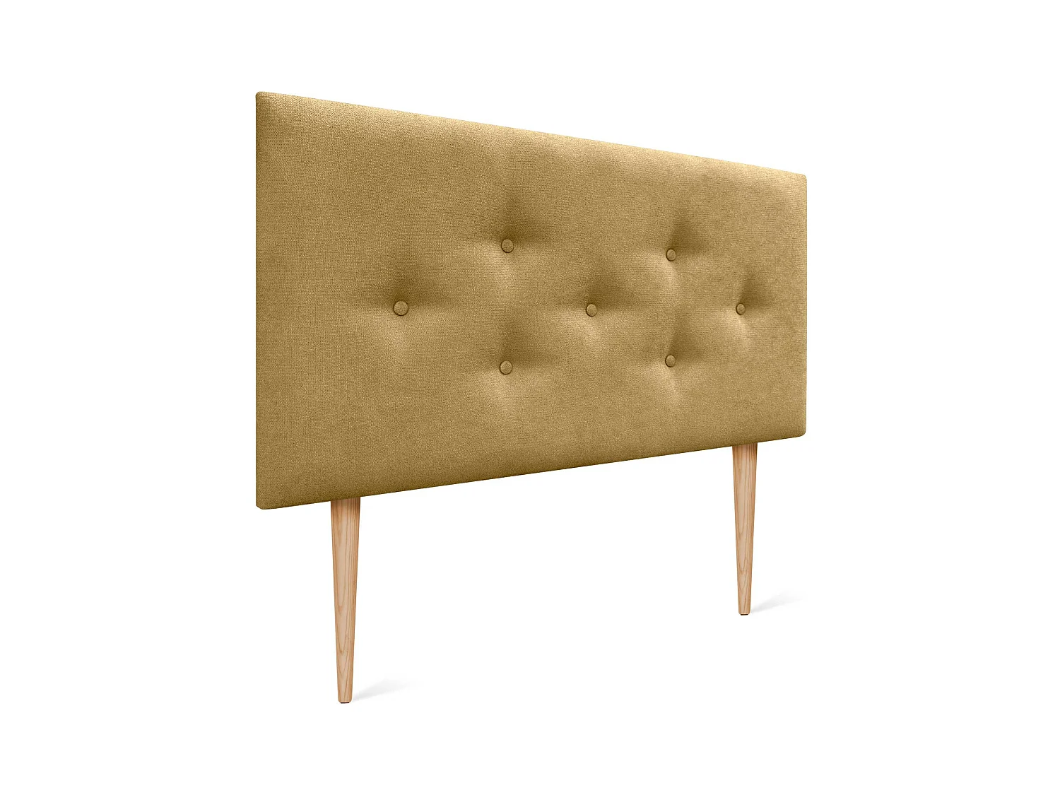 DHOME Tête de Lit en Tissu ACUALINE avec 3 Rangées Entrelacées de Boutons et Pieds Tête de Lit Capitonnée de Luxe(Moutarde, 110cm)