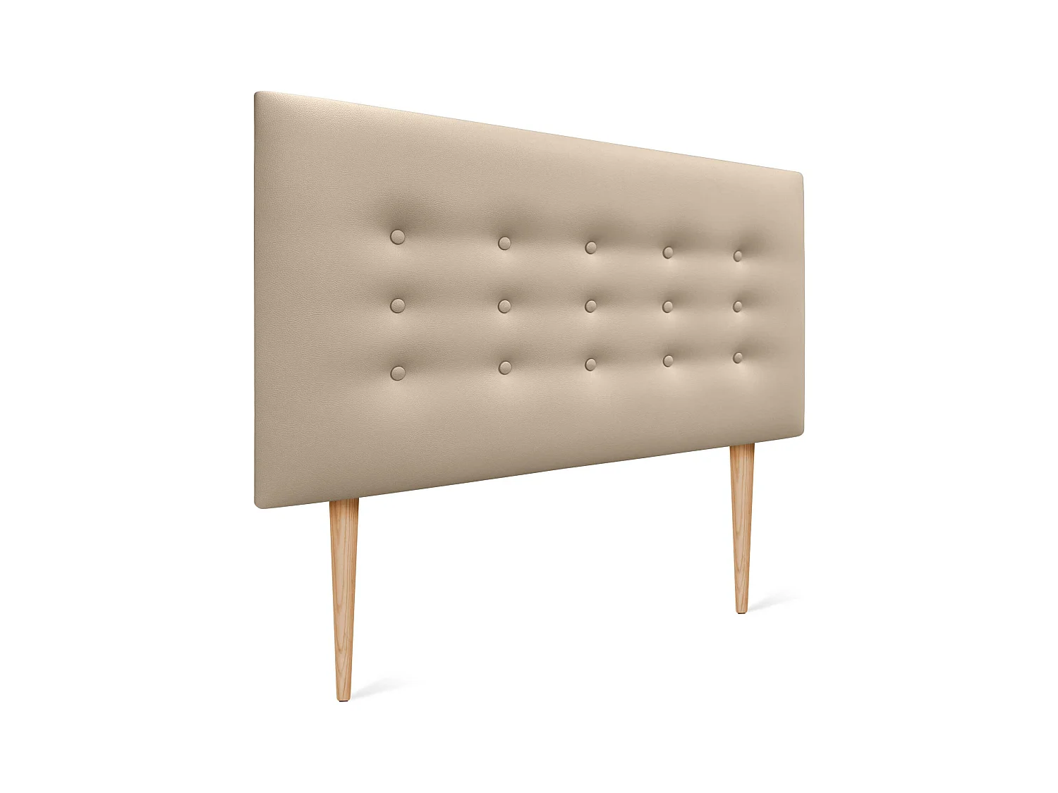 DHOME Testiera in ecopelle con 3 file di bottoni Testiera imbottita per letto di lusso (Beige, 105cm)