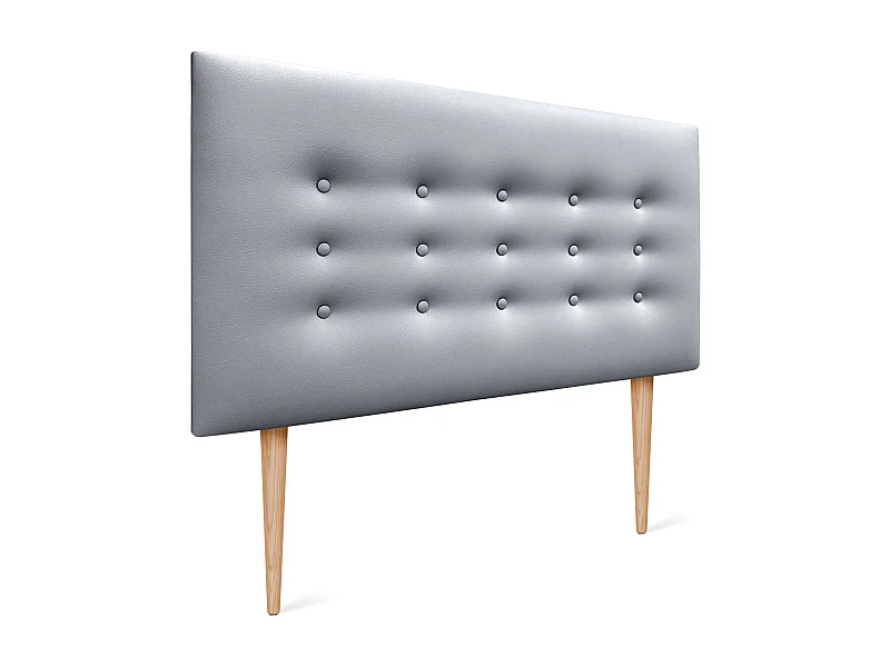 DHOME Kopfteil de Kunstleder mit 3 Knopfreihen und Beinen gepolstertes luxuriöses Bettkopfteil (Plata, 90cm)