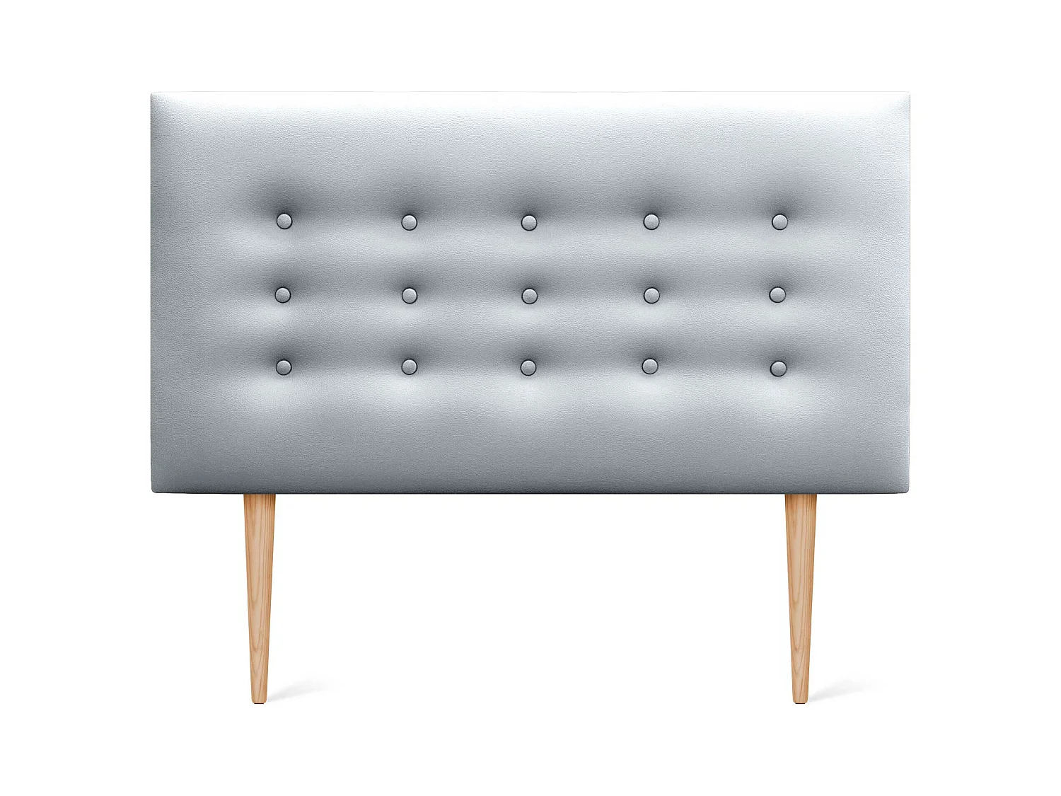 DHOME Tête de lit en simili cuir avec 3 rangées de boutons Tête de lit rembourrée pour lit de luxe (Argent, 90cm)