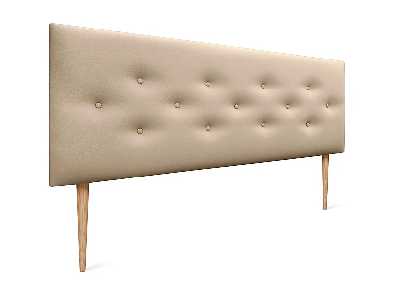 DHOME Testiera in ecopelle con 3 file di bottoni intrecciati Testiera imbottita per letto di lusso (Champagne, 135cm)