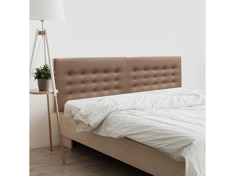 DHOME Tête de Lit en Similicuir avec 3 Rangées de Boutons Tête de Lit Rembourrée de Luxe (Argile, 210cm (2 pièces))