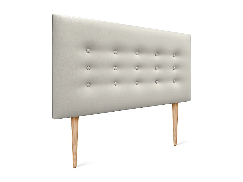 DHOME Tête de lit en simili cuir avec 3 rangées de boutons Tête de lit rembourrée pour lit de luxe (Blanc, 110cm)