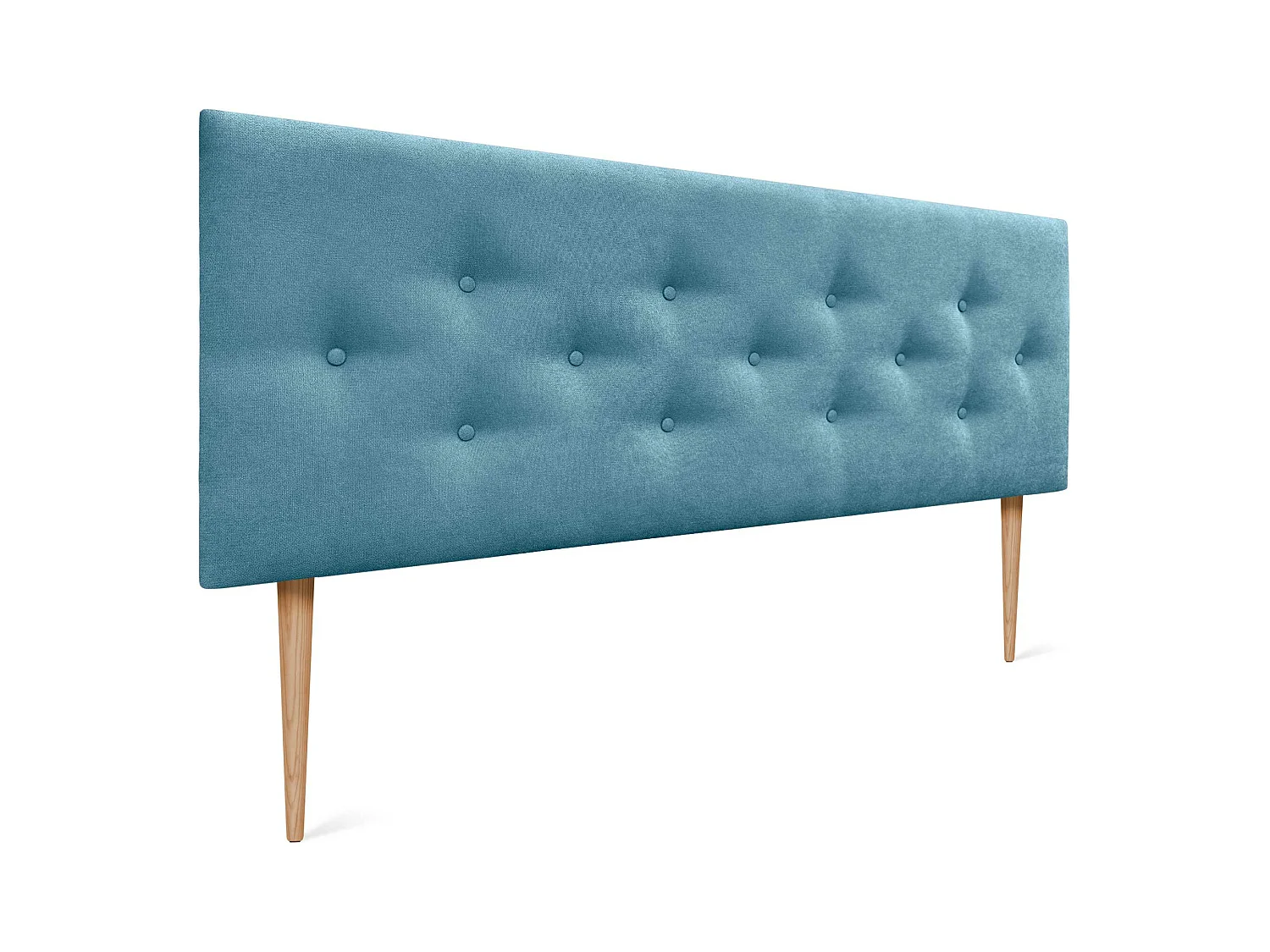 DHOME Tête de Lit en Tissu ACUALINE avec 3 Rangées Entrelacées de Boutons et Pieds Tête de Lit Capitonnée de Luxe(Turquoise, 135cm)