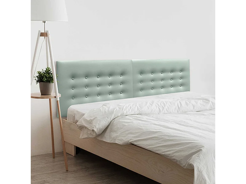 DHOME Tête de Lit en Similicuir avec 3 Rangées de Boutons Tête de Lit Rembourrée de Luxe (Vert Agua, 160cm (2 pièces))