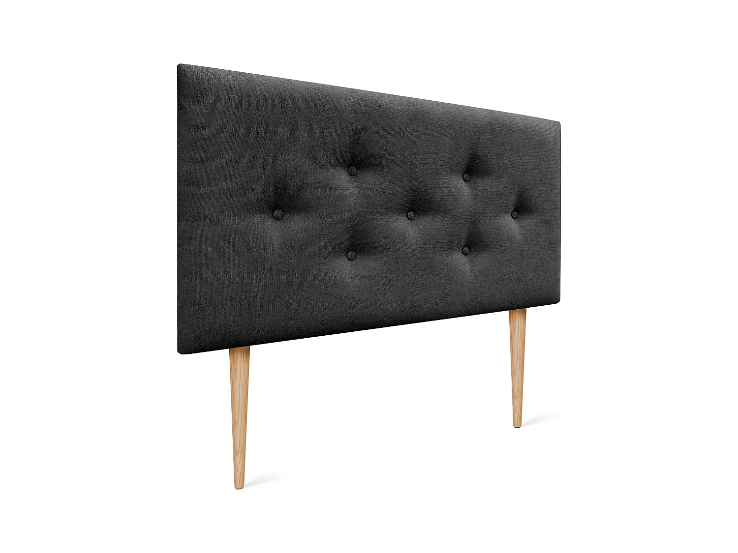 DHOME Hoofdbord van ACUALINE-stof met 3 verspringende rijen knopen en poten, luxe gestoffeerd bedhoofdbord (Zwart, 110cm)
