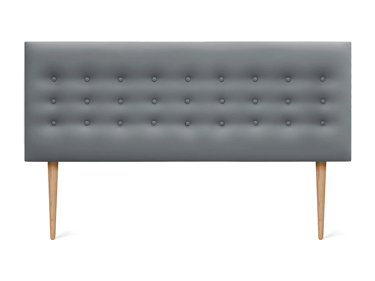 DHOME Tête de lit en simili cuir avec 3 rangées de boutons Tête de lit rembourrée pour lit de luxe (Gris, 150cm)