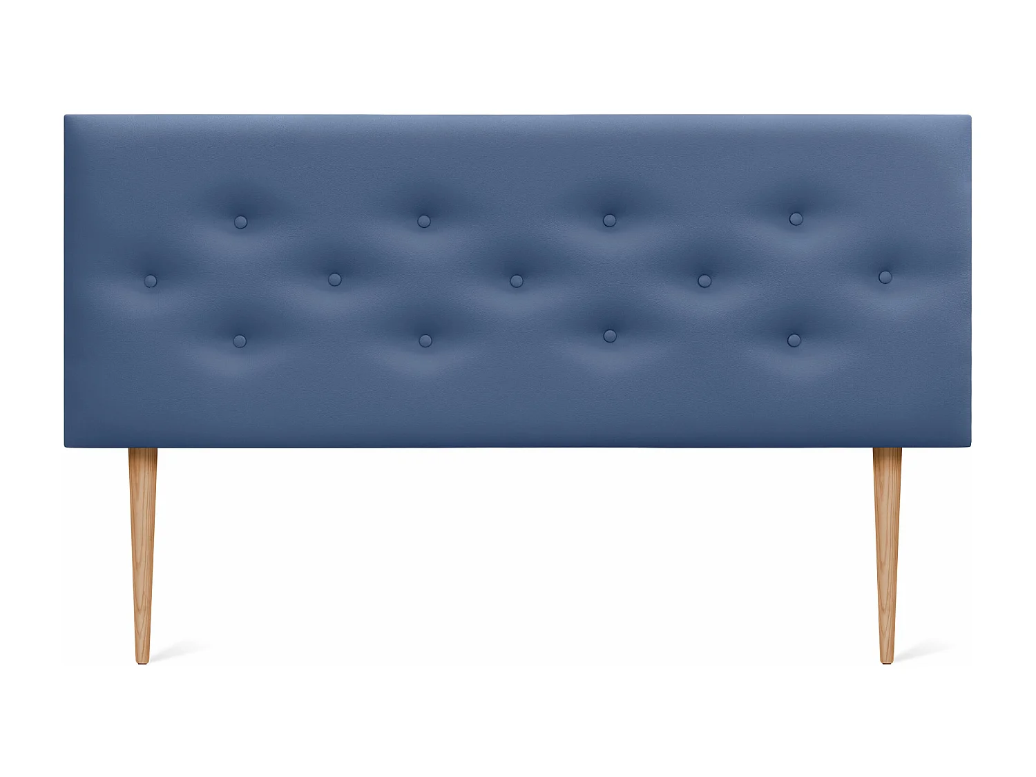 DHOME Tête de lit en simili cuir avec 3 rangées de boutons entrelacés Tête de lit rembourrée pour lit de luxe (Bleu, 145cm)