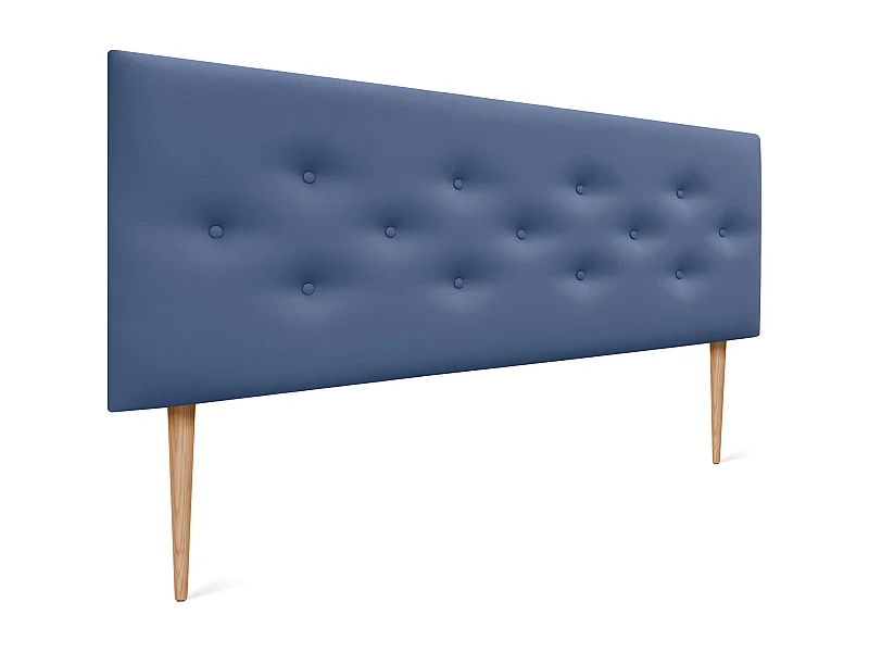 DHOME Testiera in ecopelle con 3 file di bottoni intrecciati Testiera imbottita per letto di lusso (Blu, 145cm)