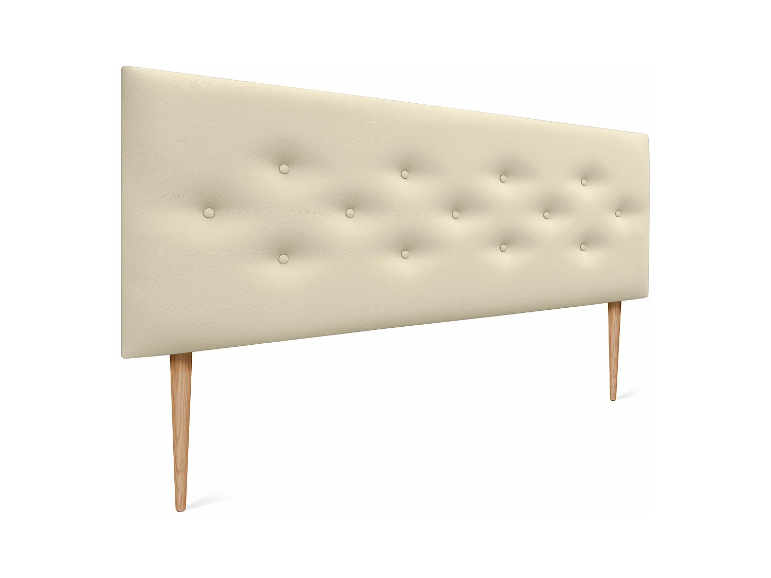 DHOME Tête de lit en simili cuir avec 3 rangées de boutons entrelacés Tête de lit rembourrée pour lit de luxe (Vanille, 160cm)