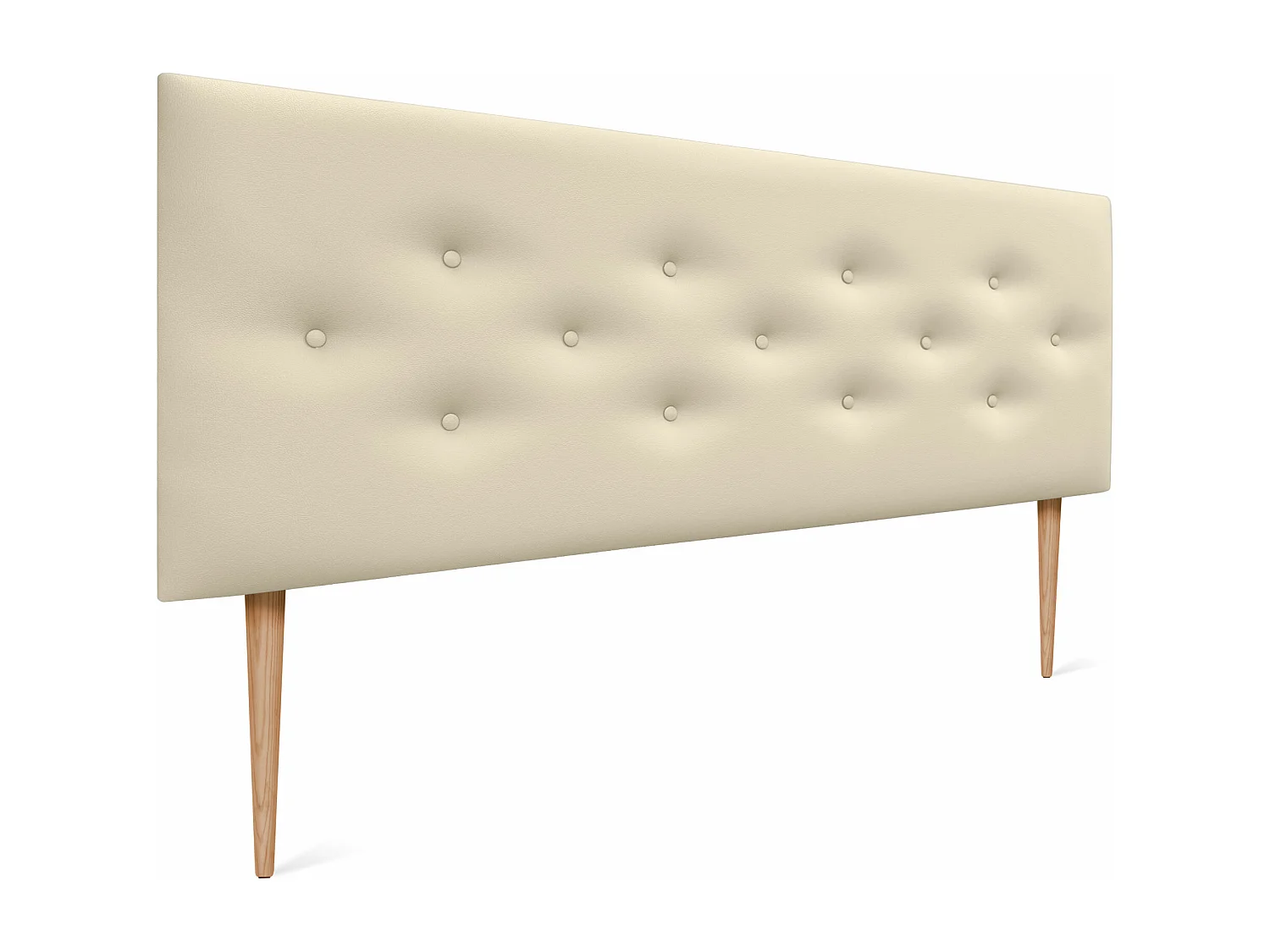 DHOME Tête de lit en simili cuir avec 3 rangées de boutons entrelacés Tête de lit rembourrée pour lit de luxe (Vanille, 160cm)