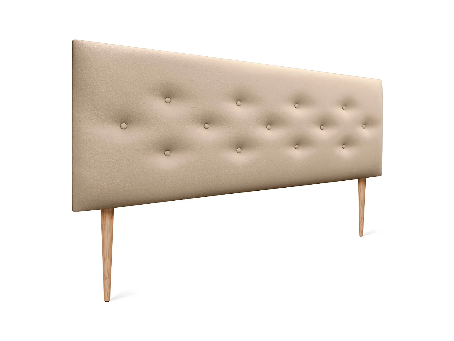 DHOME Tête de lit en simili cuir avec 3 rangées de boutons entrelacés Tête de lit rembourrée pour lit de luxe (Champagne, 145cm)
