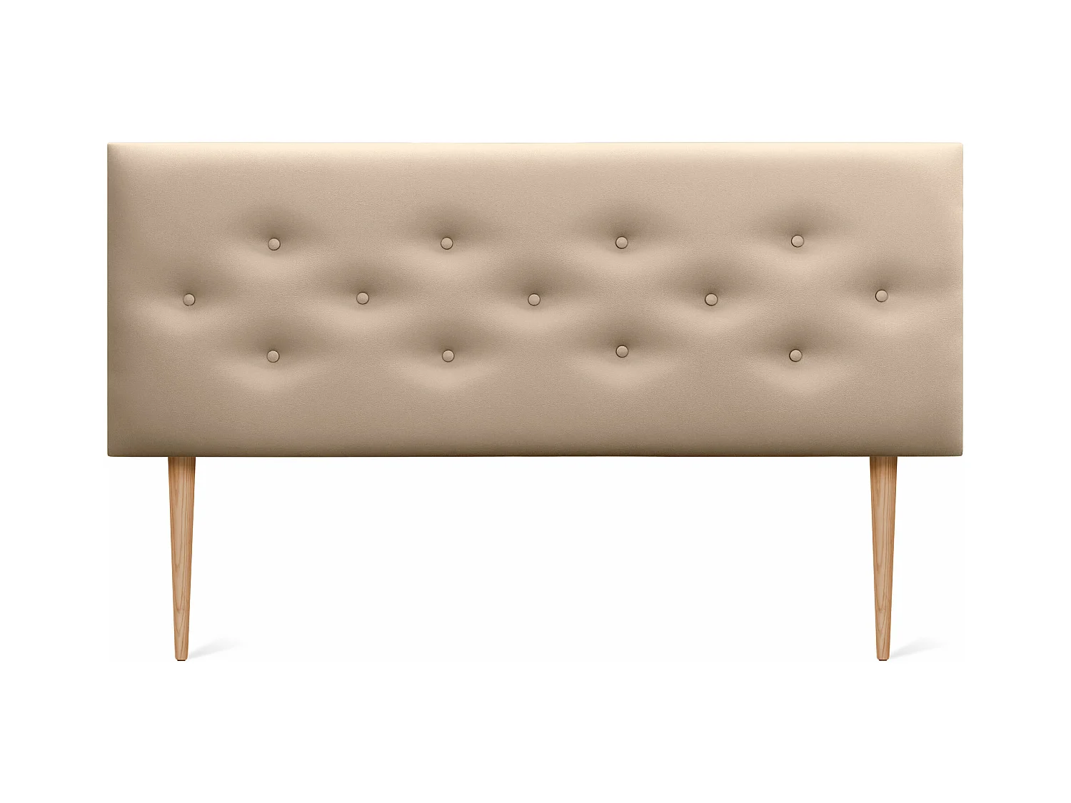 DHOME Tête de lit en simili cuir avec 3 rangées de boutons entrelacés Tête de lit rembourrée pour lit de luxe (Champagne, 145cm)