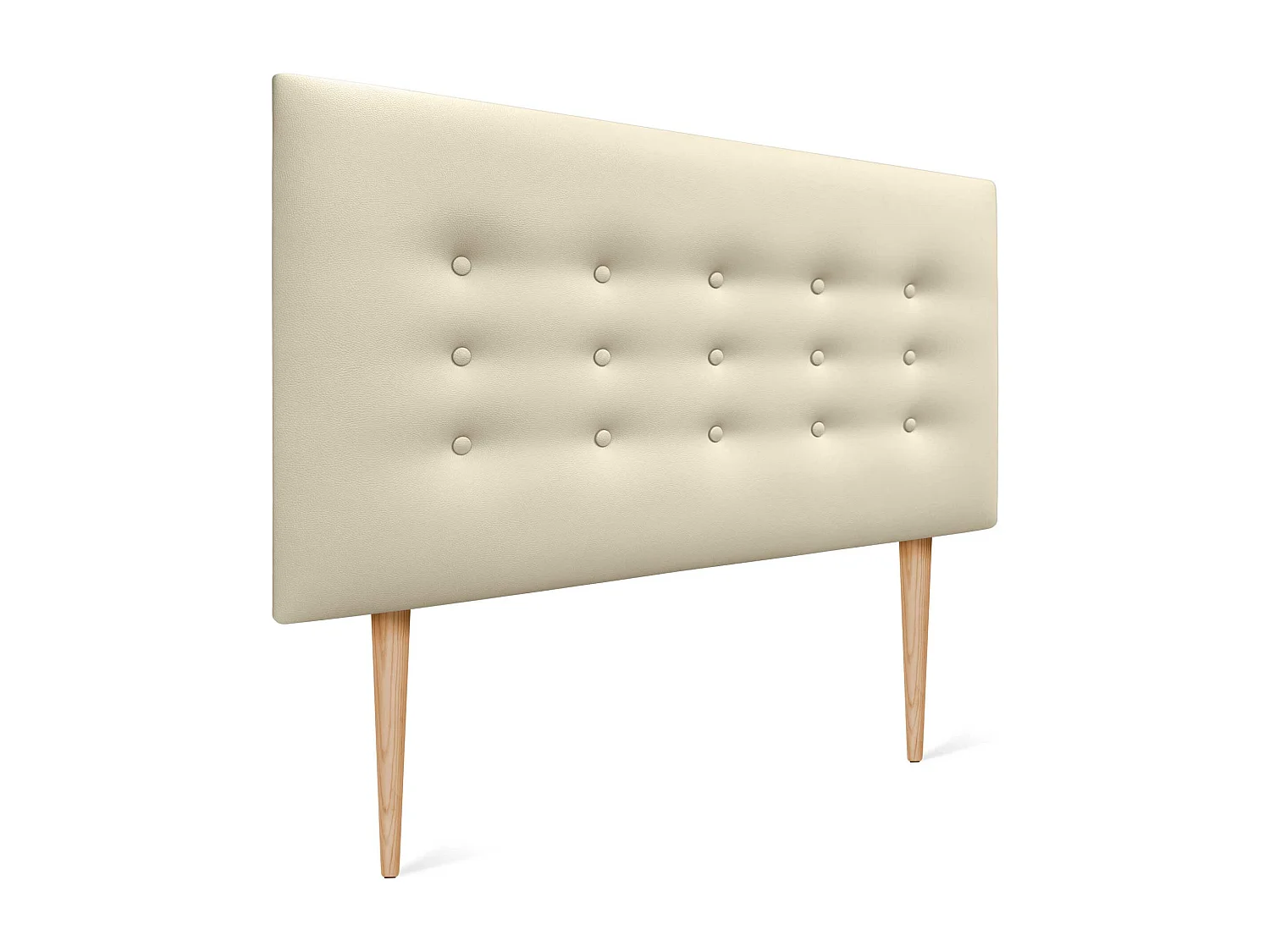 DHOME Tête de lit en simili cuir avec 3 rangées de boutons Tête de lit rembourrée pour lit de luxe (Vanille, 110cm)