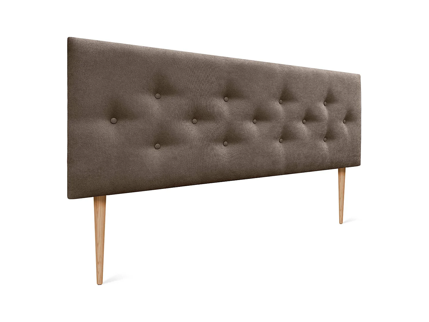 DHOME Tête de Lit en Tissu ACUALINE avec 3 Rangées Entrelacées de Boutons et Pieds Tête de Lit Capitonnée de Luxe(Marrón, 160cm)