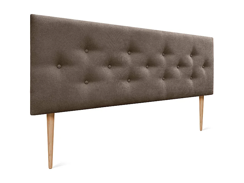 DHOME Kopfteil aus ACUALINE-Stoff mit 3 versetzten Knopf-Reihen und Beinen, luxuriös gepolstertes Bettkopfteil (Braun, 160cm)