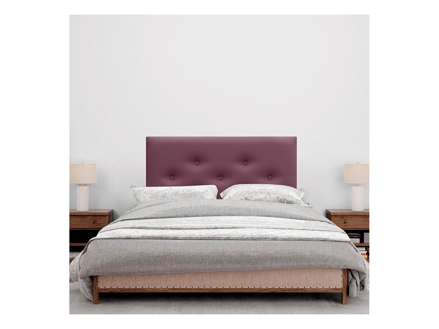DHOME Tête de lit en simili cuir avec 3 rangées de boutons entrelacés Tête de lit rembourrée pour lit de luxe (Bordeaux, 110cm)