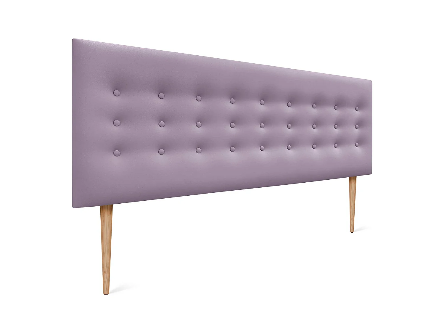 DHOME Cabecero de Polipiel con 3 Hileras de Botones y Patas Cabezal Tapizado Cama Lujo (Lila, 150cm)
