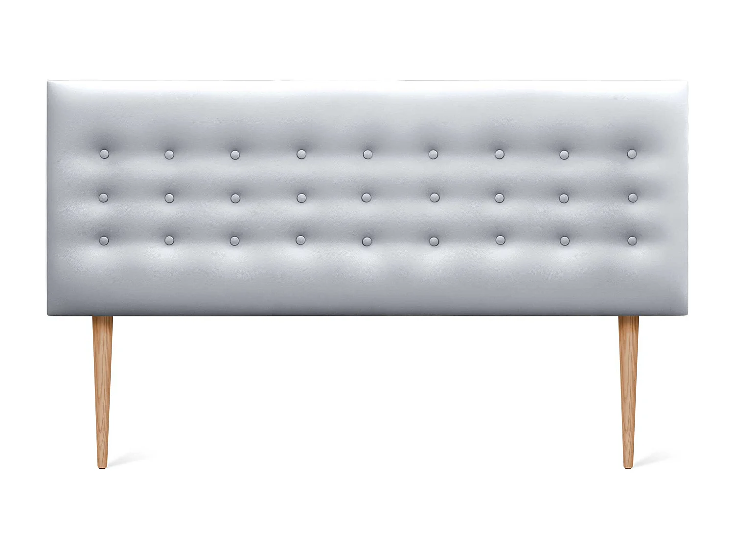 DHOME Testiera in ecopelle con 3 file di bottoni Testiera imbottita per letto di lusso (Argento, 135cm)