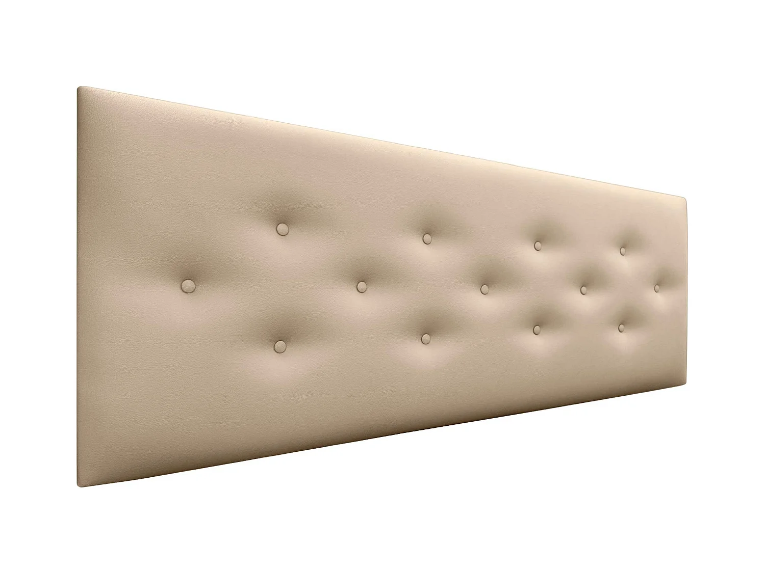 DHOME Tête de Lit en Similicuir avec 3 Rangées de Boutons Entrelacées Tête de Lit Rembourrée de Luxe (Champagne, 135cm)