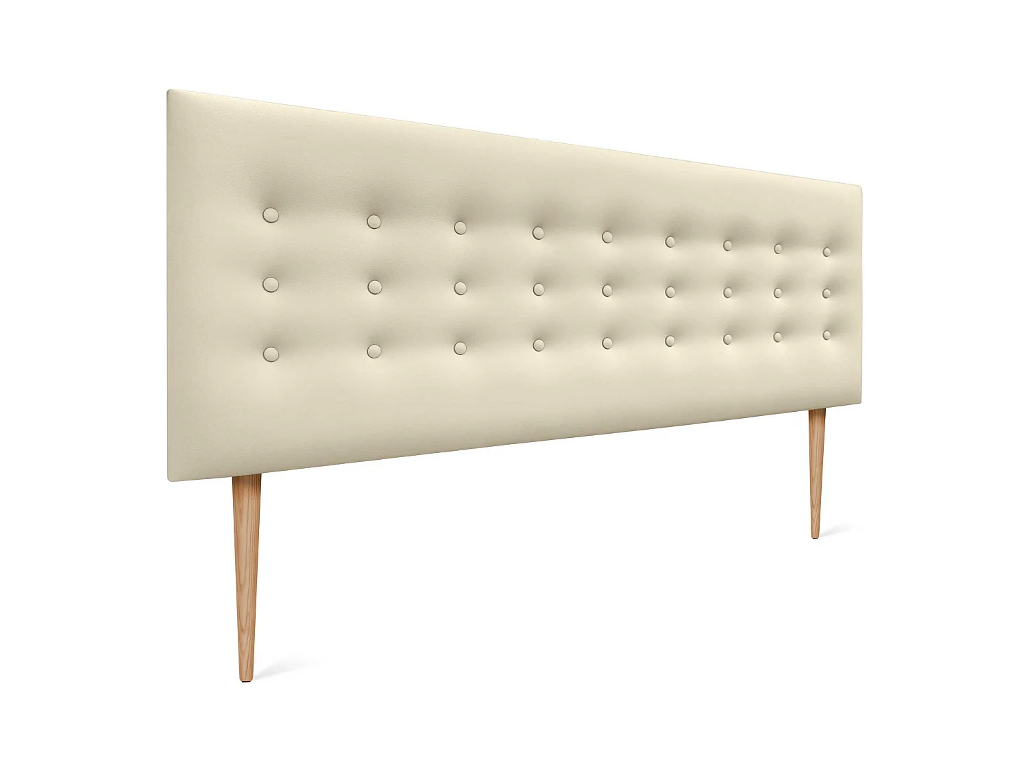 DHOME Testiera in ecopelle con 3 file di bottoni Testiera imbottita per letto di lusso (Vaniglia, 150cm)