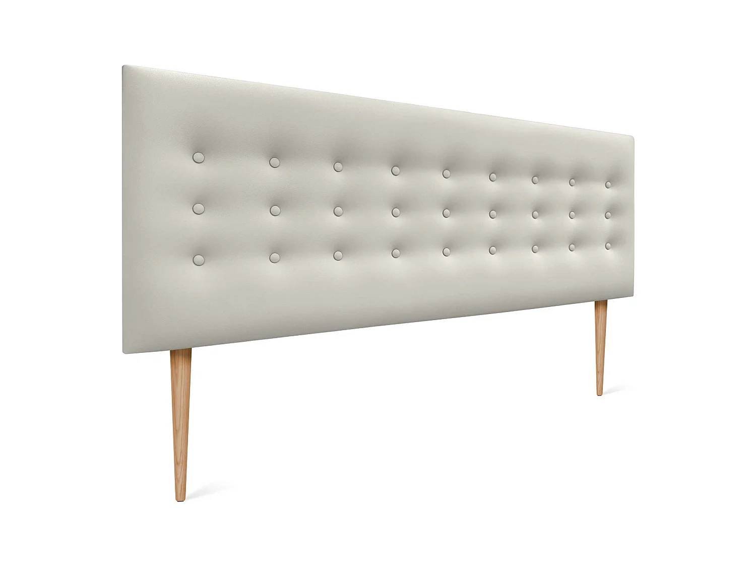 DHOME Kopfteil de Kunstleder mit 3 Knopfreihen und Beinen gepolstertes luxuriöses Bettkopfteil (Blanco Hueso, 135cm)