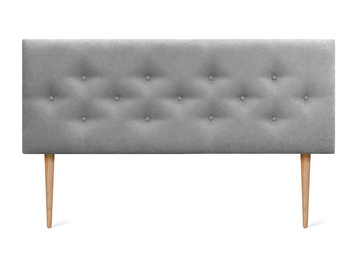 DHOME Tête de Lit en Tissu ACUALINE avec 3 Rangées Entrelacées de Boutons et Pieds Tête de Lit Capitonnée de Luxe(Gris, 135cm)