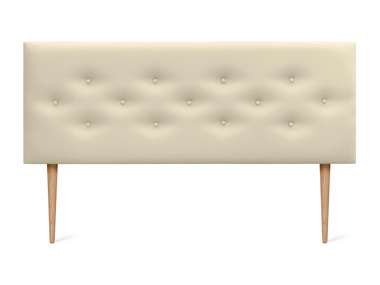 DHOME Tête de lit en simili cuir avec 3 rangées de boutons entrelacés Tête de lit rembourrée pour lit de luxe (Vanille, 135cm)