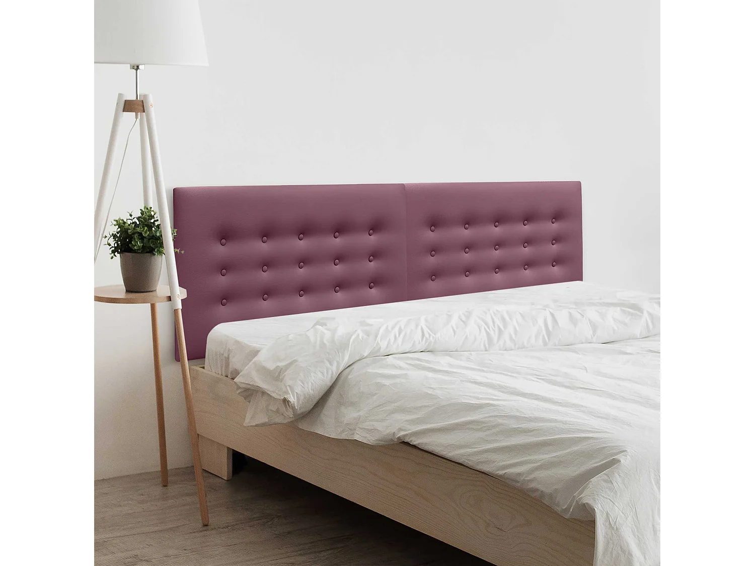 DHOME Tête de Lit en Similicuir avec 3 Rangées de Boutons Tête de Lit Rembourrée de Luxe (Bordeaux, 210cm (2 pièces))