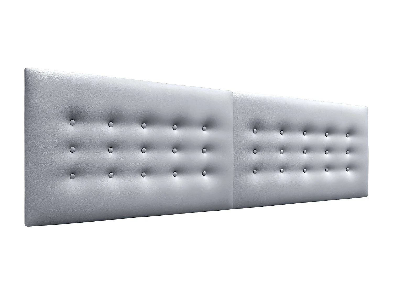 DHOME Tête de Lit en Similicuir avec 3 Rangées de Boutons Tête de Lit Rembourrée de Luxe (Argent, 220cm (2 pièces))