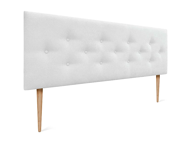 DHOME Tête de Lit en Tissu ACUALINE avec 3 Rangées Entrelacées de Boutons et Pieds Tête de Lit Capitonnée de Luxe(Blanc, 135cm)