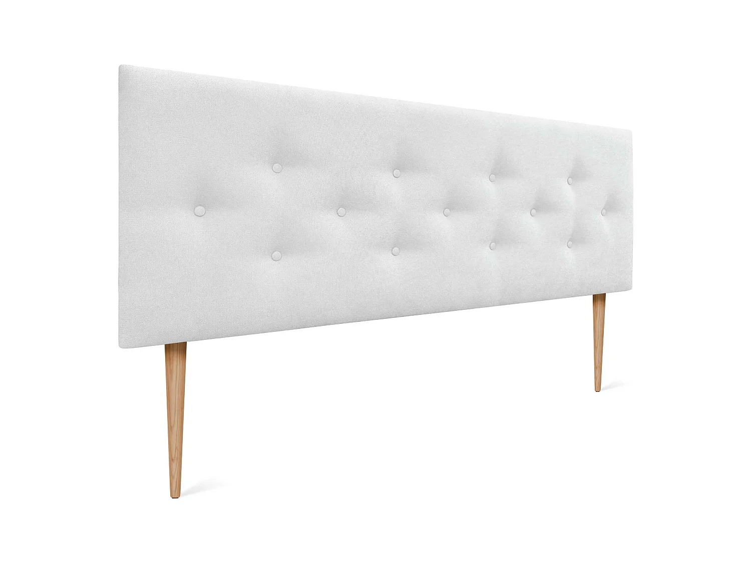 DHOME Tête de Lit en Tissu ACUALINE avec 3 Rangées Entrelacées de Boutons et Pieds Tête de Lit Capitonnée de Luxe(Blanc, 135cm)
