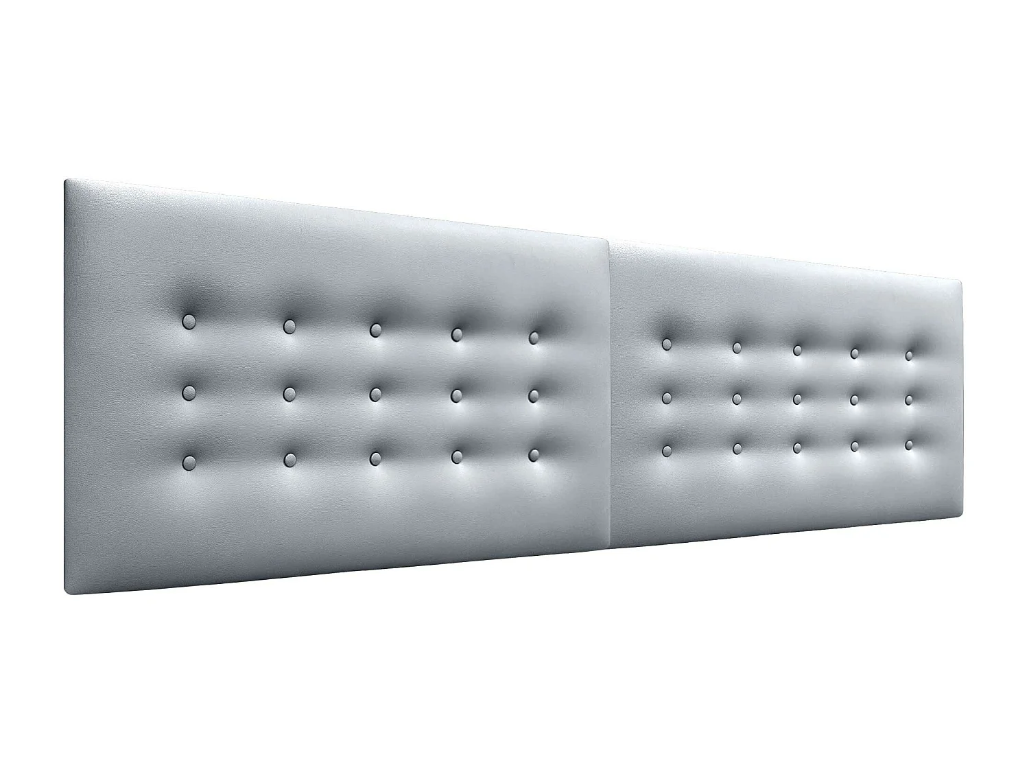 DHOME Tête de Lit en Similicuir avec 3 Rangées de Boutons Tête de Lit Rembourrée de Luxe (Argent, 160cm (2 pièces))