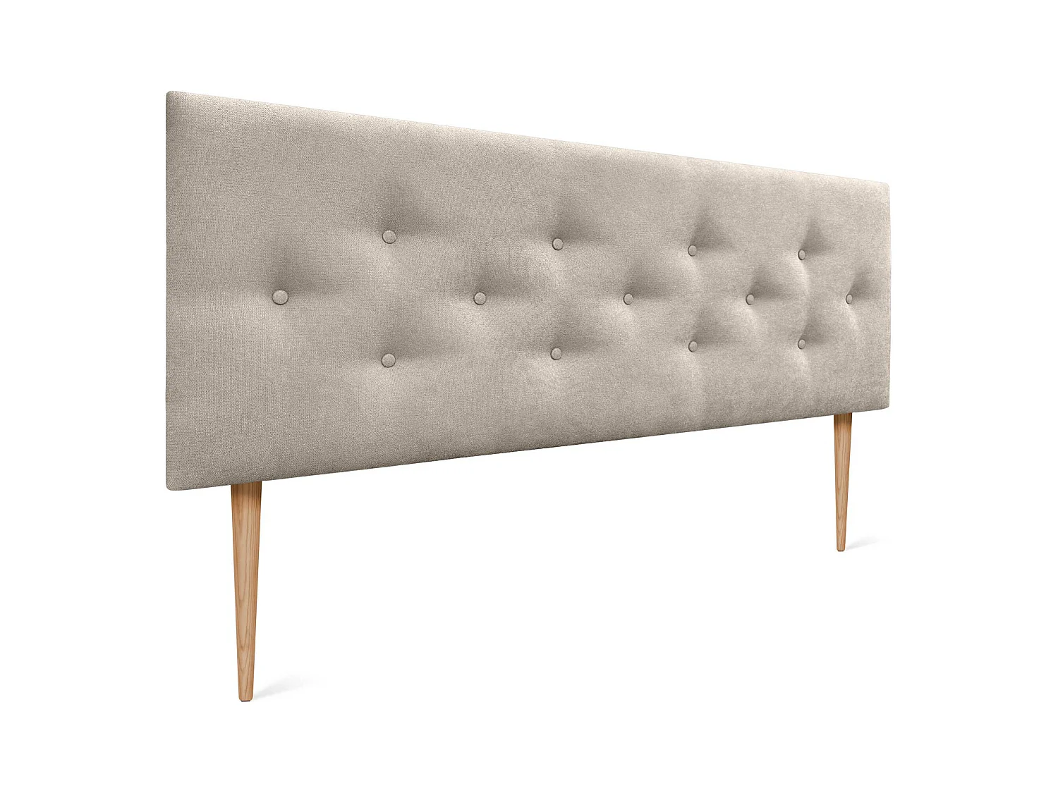 DHOME Testiera in Tessuto ACUALINE con 3 File Intercalate di Bottoni e Piedini Testiera Imbottita Letto di Lusso (Beige, 145cm)