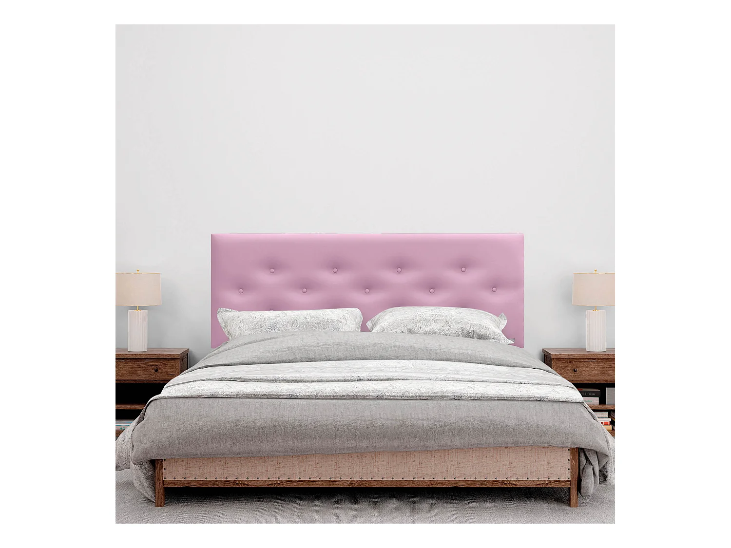 DHOME Tête de Lit en Similicuir avec 3 Rangées de Boutons Entrelacées Tête de Lit Rembourrée de Luxe (Rose, 150cm)