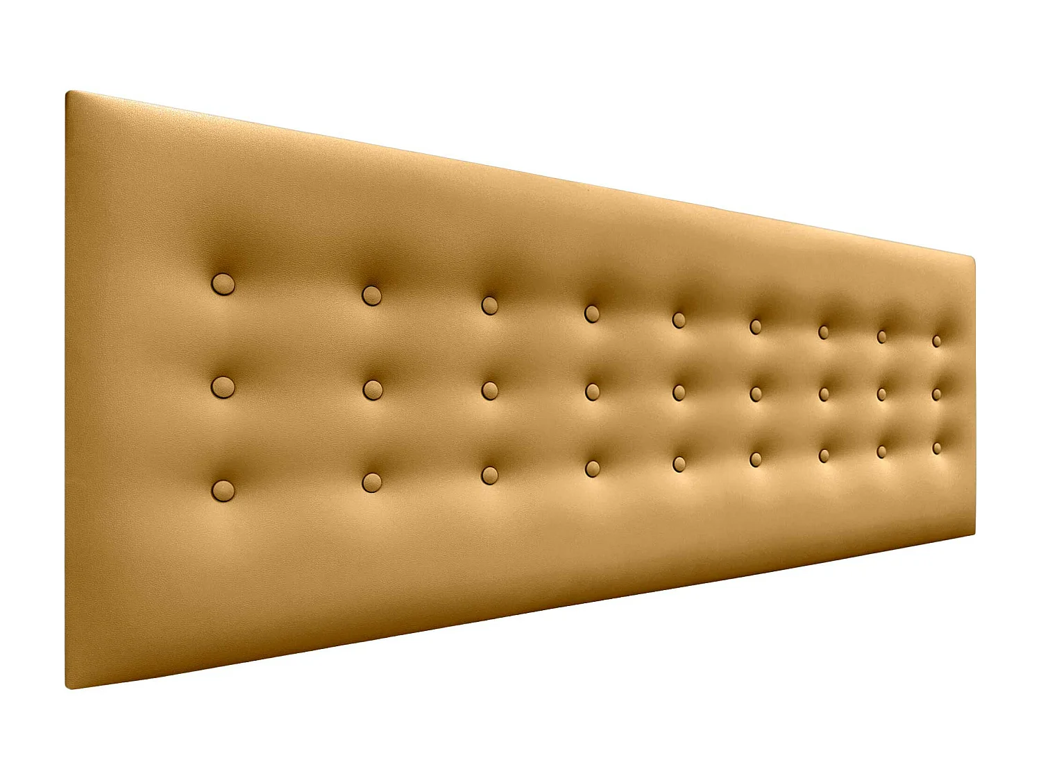 DHOME Tête de Lit en Similicuir avec 3 Rangées de Boutons Tête de Lit Rembourrée de Luxe (Doré, 150cm)