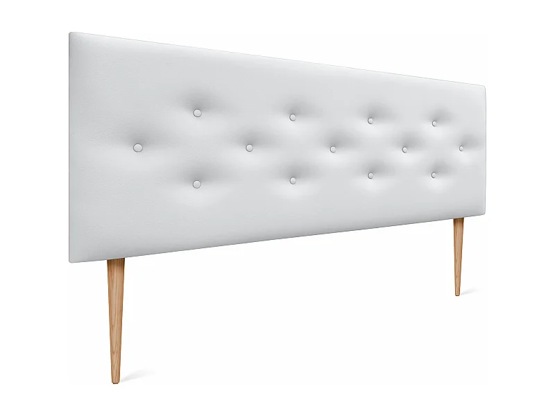 DHOME Kunstlederen hoofdbord met 3 afwisselende rijen knopen en poten, luxe gestoffeerd hoofdeinde (Wit, 160cm)