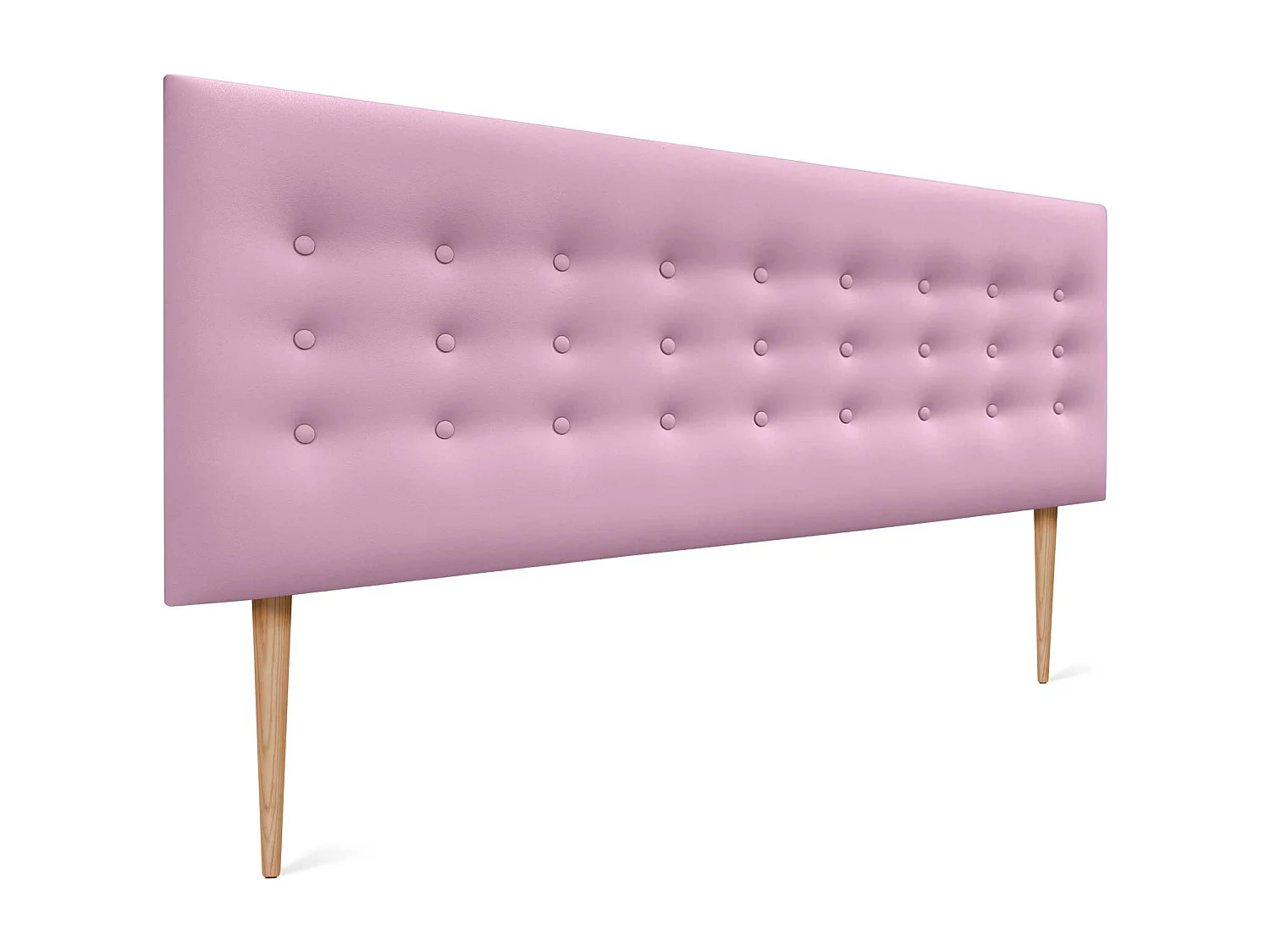 DHOME Testiera in ecopelle con 3 file di bottoni Testiera imbottita per letto di lusso (Rosa, 145cm)