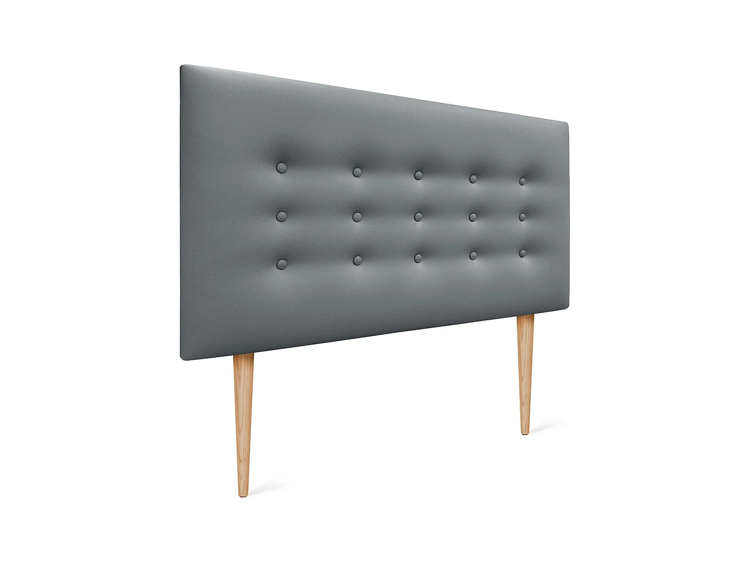 DHOME Testiera in ecopelle con 3 file di bottoni Testiera imbottita per letto di lusso (Grigio, 110cm)