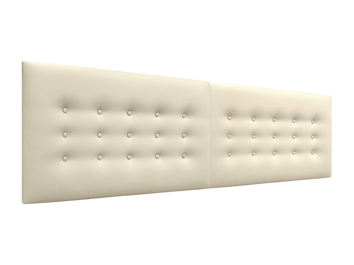 DHOME Kopfteil de Kunstleder mit 3 Knopfreihen gepolstertes luxuriöses Bettkopfteil (Vainilla, 220cm (2 piezas))