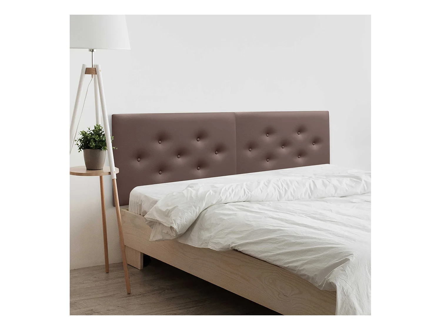 DHOME Tête de Lit en Similicuir avec 3 Rangées de Boutons Entrelacées Tête de Lit Rembourrée de Luxe (Chocolat, 190cm (2 pièces))