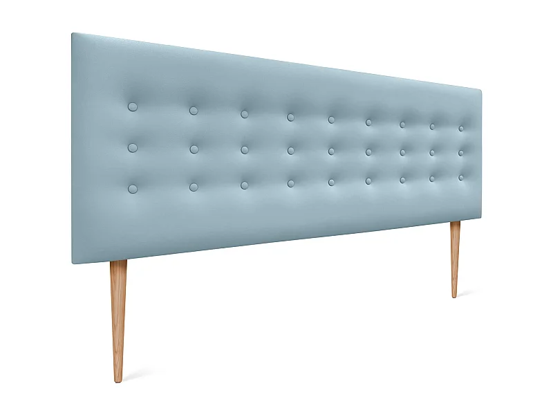 DHOME Tête de lit en simili cuir avec 3 rangées de boutons Tête de lit rembourrée pour lit de luxe (Ciel, 160cm)