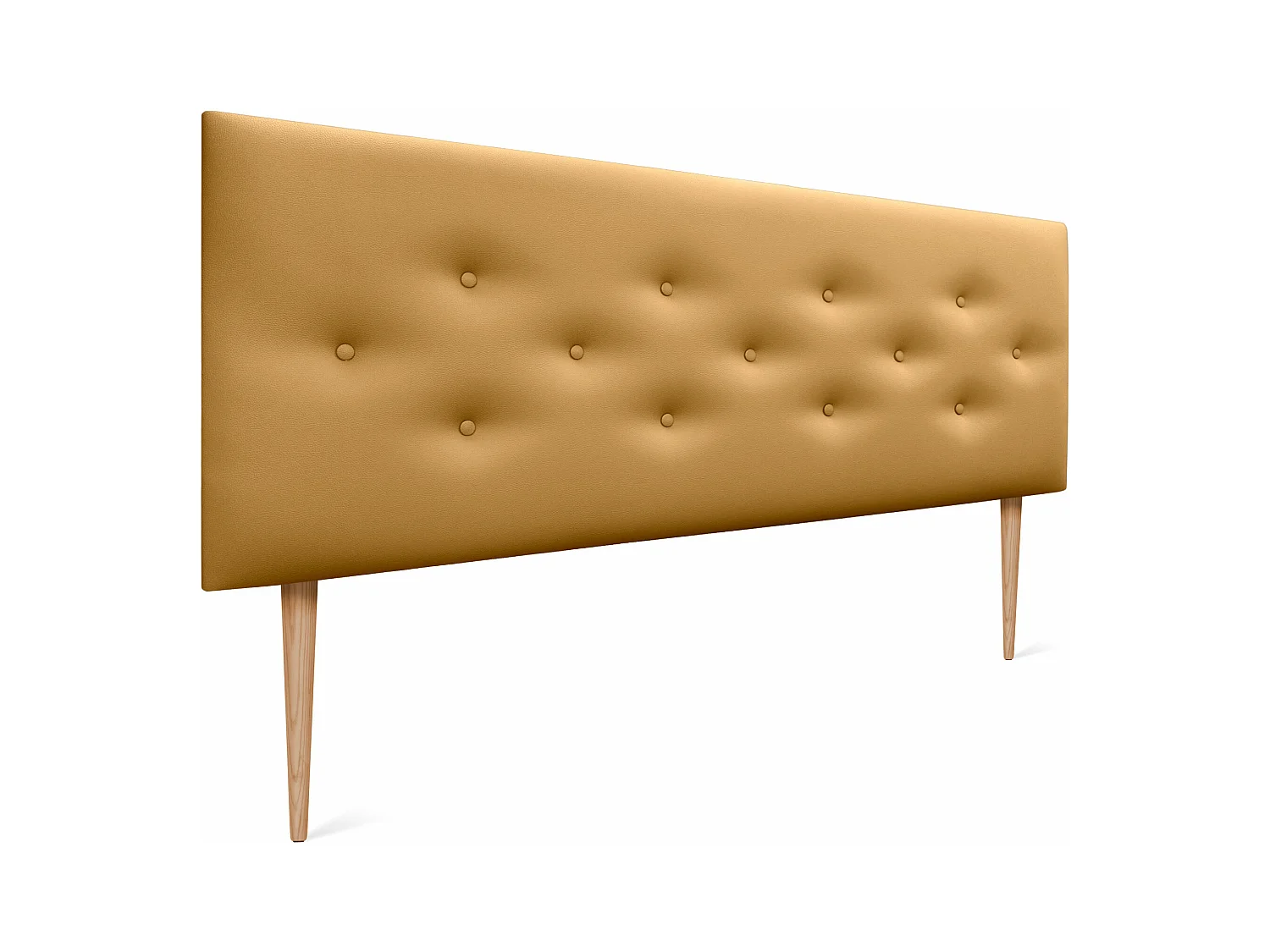 DHOME Tête de lit en simili cuir avec 3 rangées de boutons entrelacés Tête de lit rembourrée pour lit de luxe (Doré, 145cm)