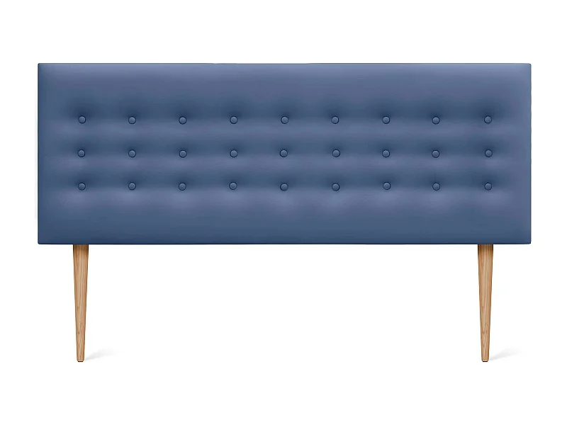 DHOME Tête de lit en simili cuir avec 3 rangées de boutons Tête de lit rembourrée pour lit de luxe (Bleu, 135cm)