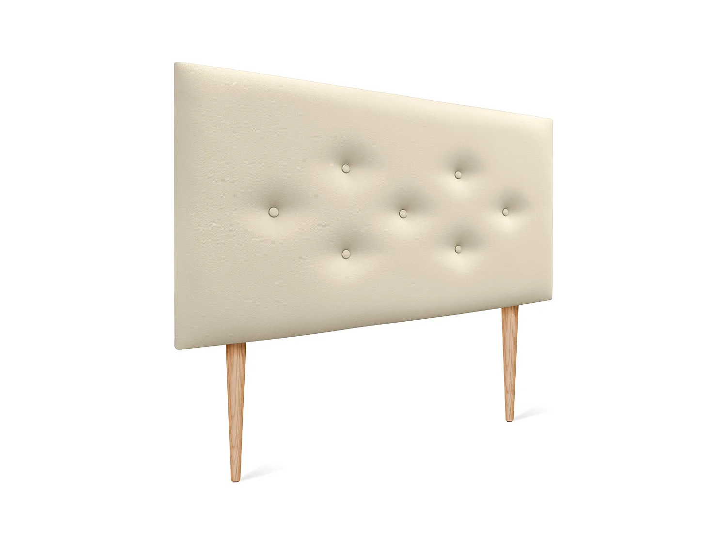 DHOME Tête de lit en simili cuir avec 3 rangées de boutons entrelacés Tête de lit rembourrée pour lit de luxe (Vanille, 95cm)