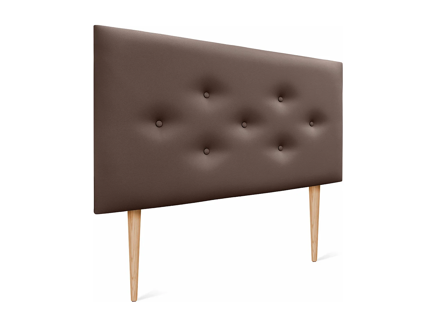 DHOME Kunstlederen hoofdbord met 3 afwisselende rijen knopen en poten, luxe gestoffeerd hoofdeinde (Chocolade, 90cm)