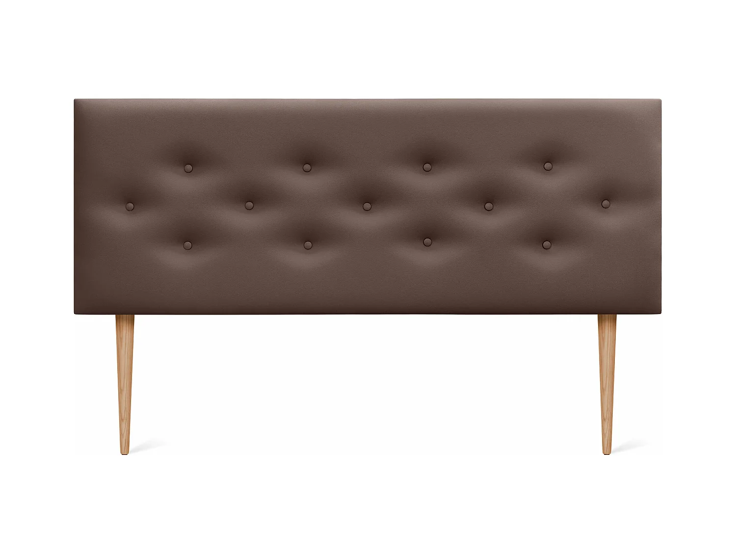 DHOME Tête de lit en simili cuir avec 3 rangées de boutons entrelacés Tête de lit rembourrée pour lit de luxe (Chocolat, 135cm)