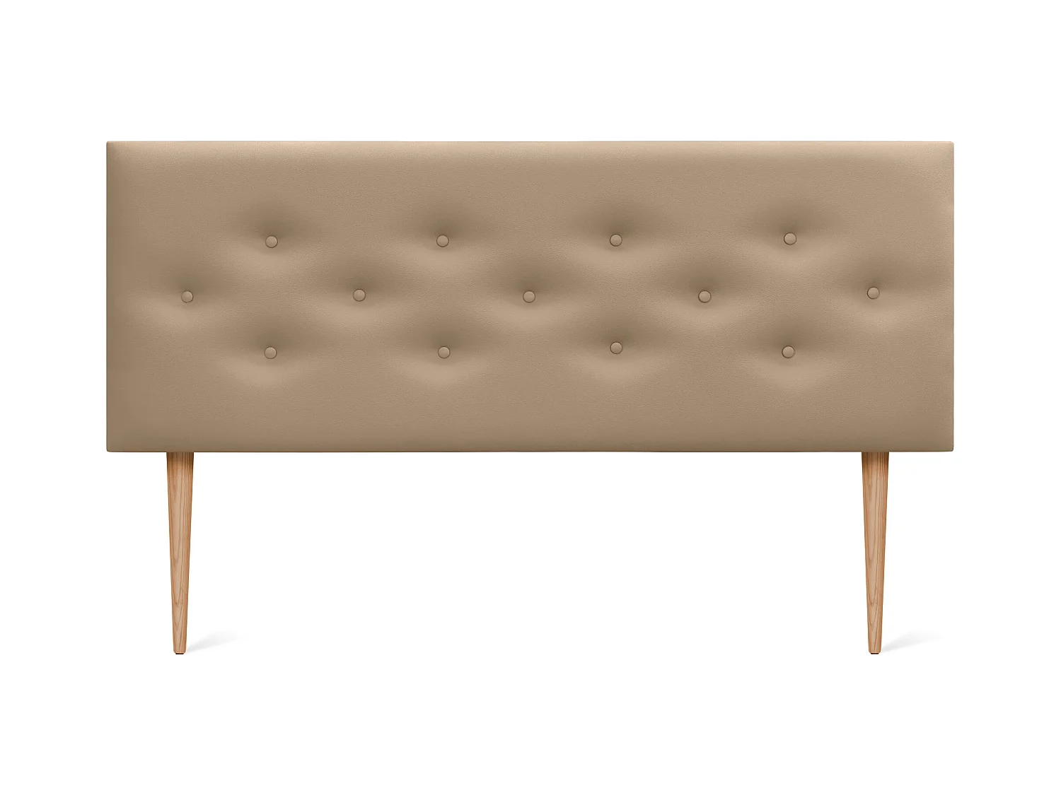 DHOME Tête de lit en simili cuir avec 3 rangées de boutons entrelacés Tête de lit rembourrée pour lit de luxe (Marron Clair, 135cm)