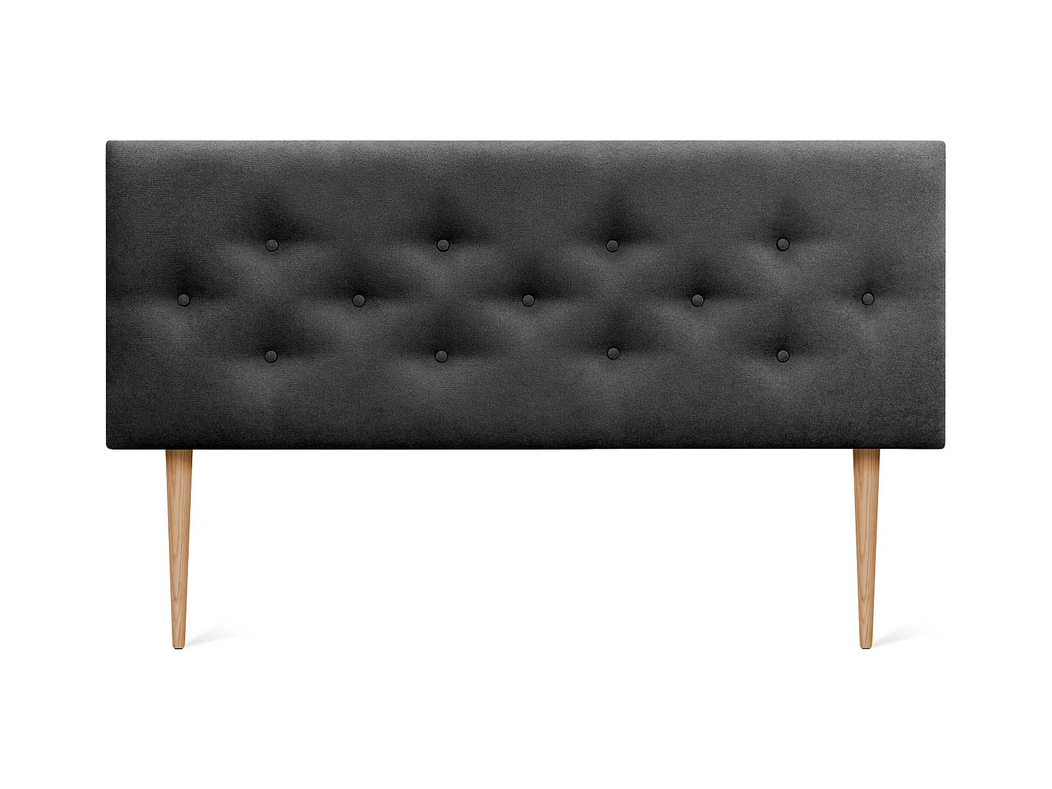 DHOME Tête de Lit en Tissu ACUALINE avec 3 Rangées Entrelacées de Boutons et Pieds Tête de Lit Capitonnée de Luxe(Noir, 150cm)
