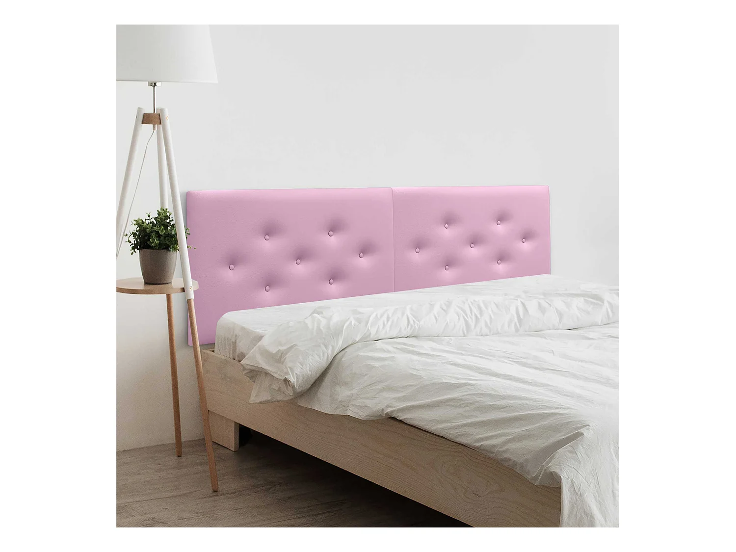 DHOME Tête de Lit en Similicuir avec 3 Rangées de Boutons Entrelacées Tête de Lit Rembourrée de Luxe (Rose, 160cm (2 pièces))